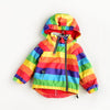 Autumn and Winter Children Fleece Rainbow Striped Diagonal Zipper Hooded Windbreaker, Height:90cm(Multicolor)