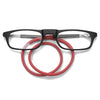 Portable Magnetic Hanging Neck Retractable Reading Glasses +200(Black Frame Red Legs)