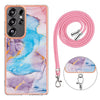 For Samsung Galaxy S25 Ultra 5G Electroplating Pattern IMD TPU Shockproof Case with Neck Lanyard(Milky Way Blue Marble)