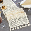 Tassel Lace Floral Romance Retro Crochet Hollow Cotton Blend Table Runner Covers, Size:24x220cm(York Weave)
