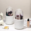 Large-capacity Rotating Cosmetics Storage Box Makeup Brush Storage Tube(White with Cover)