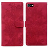 For iPhone 6 / 7 / SE 2022 Lace Floral Embossed Magnetic Buckle Leather Phone Case(Red)