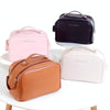 Waterproof PU Cosmetic Bag Travel Double Zipper Toiletry Bag(Pink)