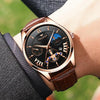 FNGEEN 5606 Men Luminous Casual Quartz Watch(Brown Leather Rose Shell White Surface)