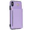 For iPhone XS Max Three Fold Card Bag Phone Case with Long Lanyard(Purple)
