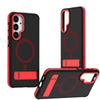 For Samsung Galaxy S25+ / S24+ 5G Dual-Color Skin Feel Magsafe Phone Case with Holder(Red)