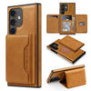 For Samsung Galaxy S25 5G Shield Multi-functional MagSafe Card Bag Phone Case(Brown)