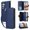 For Samsung Galaxy A35 Nine-card Slots Zipper Wallet Bag Leather Phone Case(Blue)