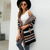 Geometric Jacquard Long Sweater Jacket Tassel Hooded Knit Cardigan, Size: M(Black)