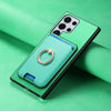 For Samsung Galaxy S25 Ultra 5G Retro Cross Leather Ring Vertical Insert Card Bag MagSafe Phone Case(Green)