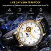 YAZOLE 379 Leather Band Large Dial Tourbillon Mechanical Watch(White+Brown)
