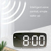 Mirror Bedside Alarm Clock Battery Plug-In Dual-Purpose LED Clock, Colour: Arc-shaped Black Shell (Black Surface Green Light)