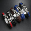 Simple Alloy Magnetic Clasp Leather Bracelet Personalized Braided Bracelet, Style: Black And Red 22.5cm