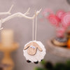 Christmas Tree Wooden Lambskin Lamb Pendant Holiday Decorations(White)