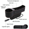 Car Multi-functional Driver Seat Console PU Leather Box Cigarette Lighter Charging Pocket Cup Holder Seat Gap Side Storage Box(Black)