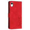 For iPhone XR Tulips Embossed Leather Phone Case with Lanyard(Red)