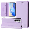 For Samsung Galaxy A05s 4G Global RC01 Dual-Folded Magnetic Suction RFID Leather Phone Case(Light Purple)