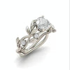 Crystal Vine Leaf Design Engagement Ring Fashion For Women Jewelry, Ring Size:8(White)