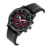 SANDA 5009 Business Fashion Three Eye Six Needle Casual Leather Waterproof Men Quartz Watch(Black)