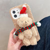 For iPhone 12 mini 3D Christmas Bear Plush Phone Case(Brown)