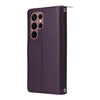 For Samsung Galaxy S22 Ultra 5G Nine-card Slots Zipper Wallet Bag Leather Phone Case(Dark Purple)