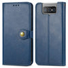 For Asus Zenfone 8 Flip Solid Color Leather Buckle Phone Case with Lanyard & Photo Frame & Card Slot & Wallet & Stand Function(Blue)