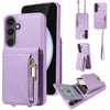 For Samsung Galaxy S24 FE 5G Crossbody Lanyard Zipper Wallet Leather Phone Case(Purple)
