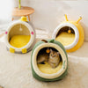 Cosy Semi-Enclosed Pet Bed, Small, Coffee Bear - Cat & Dog Kennel Pad