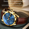 OLEVS 2872 Men Three Eyes Six Needles Chronograph Waterproof Quartz Watch(Blue + Gold)