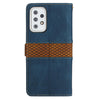 For Samsung Galaxy A72 5G / 4G Grid Stitching Leather Phone Case with Lanyard(Blue)