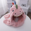 C0215 Adult Dinosaur Cartoon Velvet Hat Thickened Warm Scarf Hat, Size: One Size(Pink)