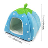 Foldable Strawberry Pet Bed House, Plush Nest, XS Cat/Small Dog