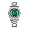 CAGARNY 6886 Diamond-encrusted Roman Numeral Dial Quartz Watch for Men(Silver Shell Green Dial)