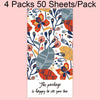 4 Packs 50 Sheets/Pack  Green Leaf Rectangular Stickers Gift Box Sealing Stickers(A1)