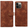 For iPhone 12 Pro Lace Floral Embossed Magnetic Buckle Leather Phone Case(Brown)