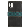 For iPhone 11 Grid Stitching Leather Phone Case with Lanyard(Black)