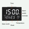 Large Screen LED Clock Bedside Multifunctional Electronic Alarm Clock(Black Shell White Light)