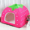 Foldable Strawberry Pet Bed House, Plush Nest, XS Cat/Small Dog