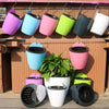 Self-Watering Planter Grow Plants Lazy Flower Pots Wall-hanging Round Resin Plastic Flower Pots, Size: 13x8.5x13cm(Black)