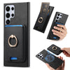 For Samsung Galaxy S25 Ultra 5G Retro Cross Leather Ring Vertical Insert Card Bag MagSafe Phone Case(Black)