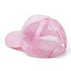 Summer Cotton Mesh Opening Ponytail Hat Sunscreen Baseball Cap, Specification:No Mark(Pink)
