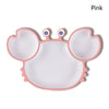 Children One-Piece Full Silicone Table Cartoon Crab Separation Plate(Pink)