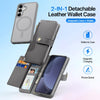 For Samsung Galaxy S25+ 5G DUX DUCIS Lawa Series 2 in 1 Wallet Zipper Detachable MagSafe Phone Case with Lanyard(Grey)