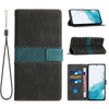 For Samsung Galaxy S24 FE 5G Grid Stitching Leather Phone Case with Lanyard(Black)