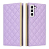 For Samsung Galaxy S21 FE 5G Crossbody Rhombic Sucker Leather Phone Case(Purple)