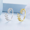 BSR241-A Willow Leaf Opening Sterling Silver Simple Zirconia Tree Branch Ring Bracelet