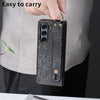 For Samsung Galaxy Z Fold6 5G Integrated Electroplated PC Glitter Texture Shockproof Phone Case with Wrist Strap / Ring(Gold)