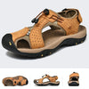 Summer Large Size Men Beach Shoes Leather Breathable Wading Casual Sandals, Size: 40(Gold)