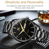 OLEVS 6898 Men Waterproof Luminous Steel Watch Band Quartz Watch(Gold Black)