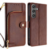 For Samsung Galaxy S25 5G Zipper Bag Leather Phone Case(Brown)